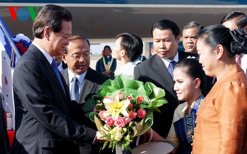  Thủ tướng Nguyễn Tấn Dũng bắt đầu các hoạt động trong khuôn khổ hội nghị CLV 8 - ảnh 1